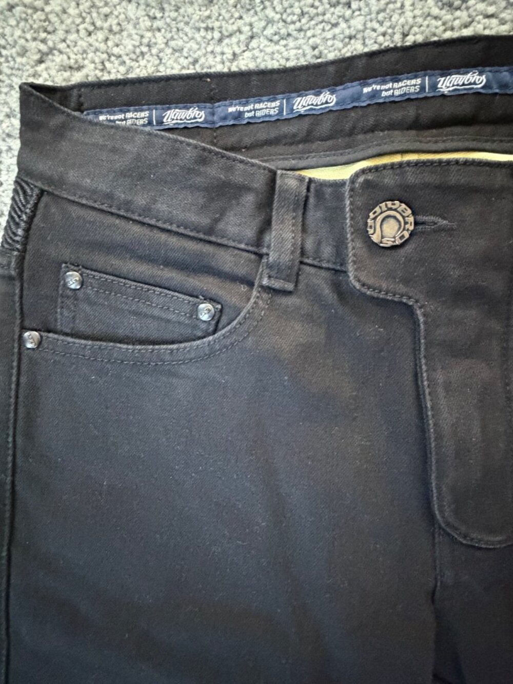 uglyBROS Featherbed-K Men's Motorcycle Riding Jeans Black Size 30 Kevlar Armored - Picture 7 of 14